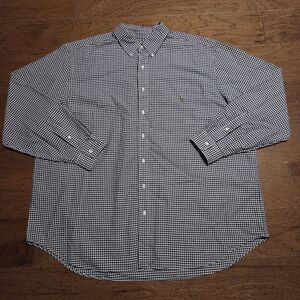 Polo Ralph Lauren Oxford Shirt Men 2XB Black White Plaid Flesh Pony Button Down